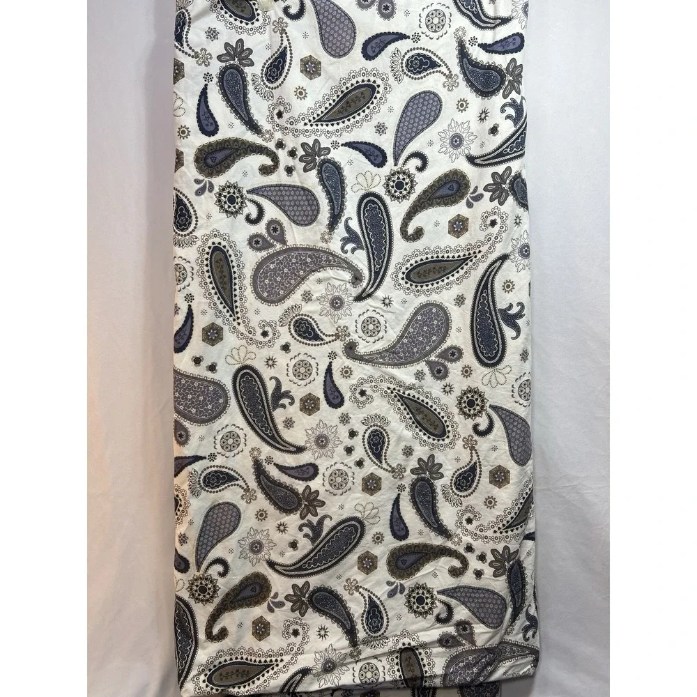 IKEA Sotblomster Paisley Medallion Duvet Cover Full Size White Blue Tan 82 X 82